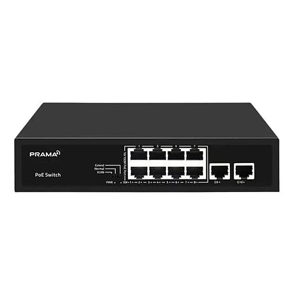 PRAMA POE SWITCH 8 PORT 10/100+2 UPLINK ETHERNET GIGA PT-SW3U10P-E
