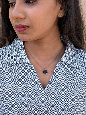 Elegant Black Printed Cotton Kurta Set for Women – Minimal Geometric Design