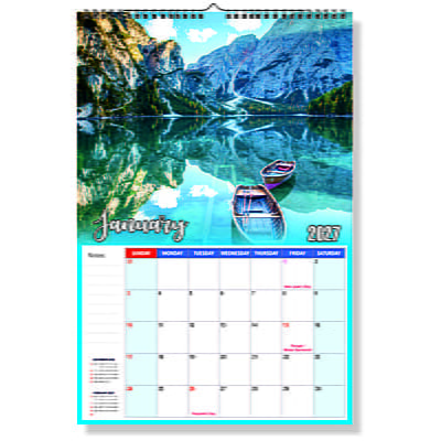 2026 Scenic Lake Wall Calendar