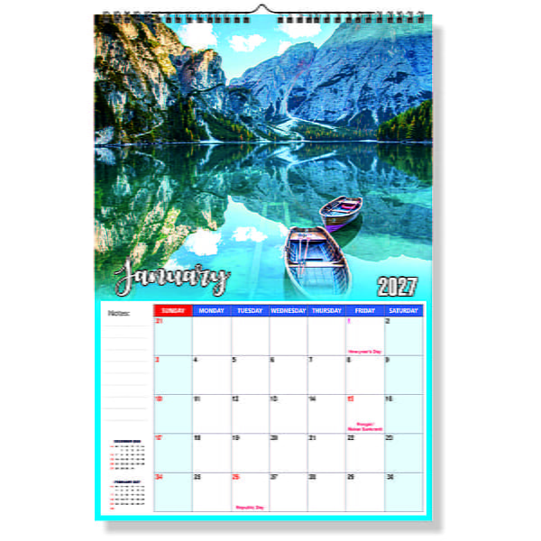 2026 Scenic Lake Wall Calendar