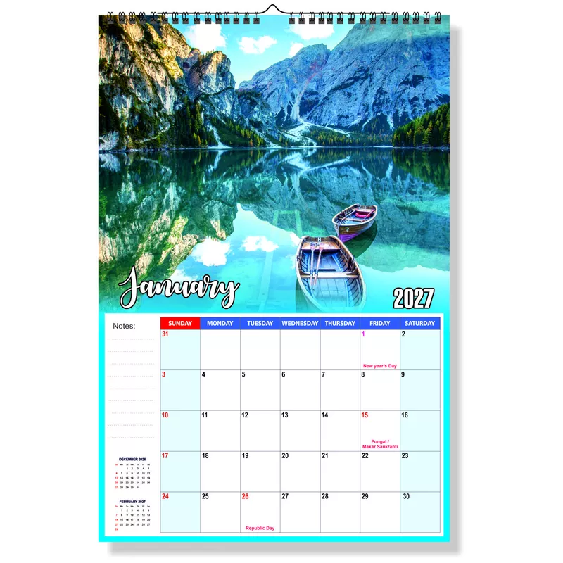 2026 Scenic Lake Wall Calendar