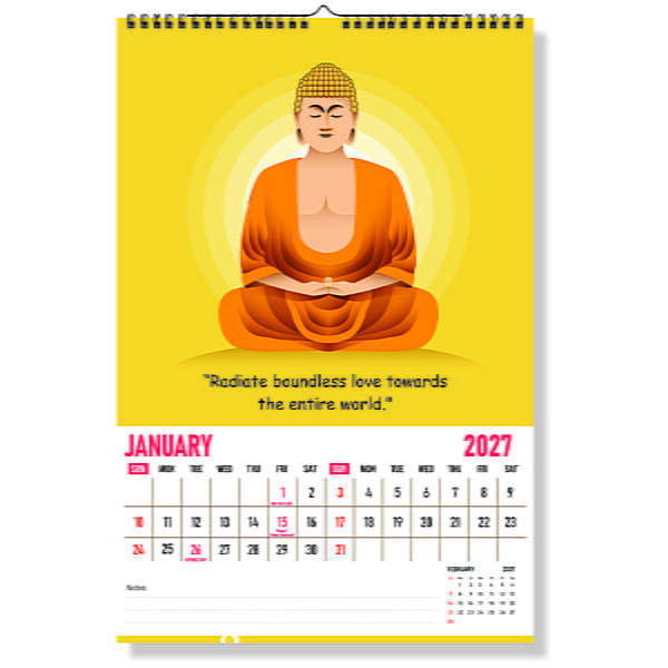 2026 Buddha Inspirational Wall Calendar