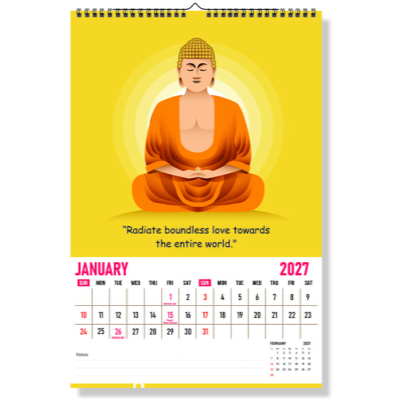 2026 Buddha Inspirational Wall Calendar