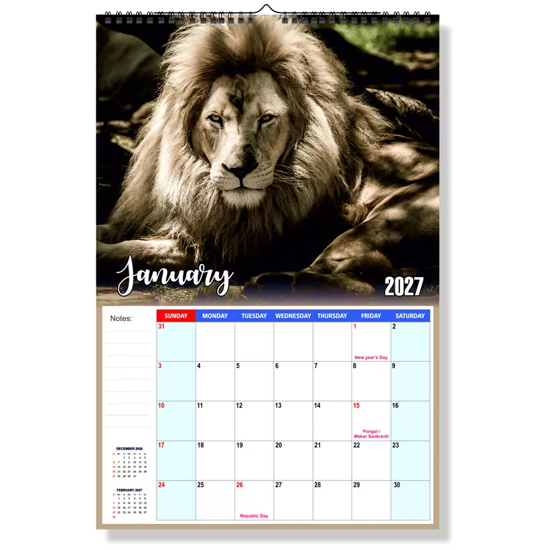 2026 Wildlife Animals Wall Calendar