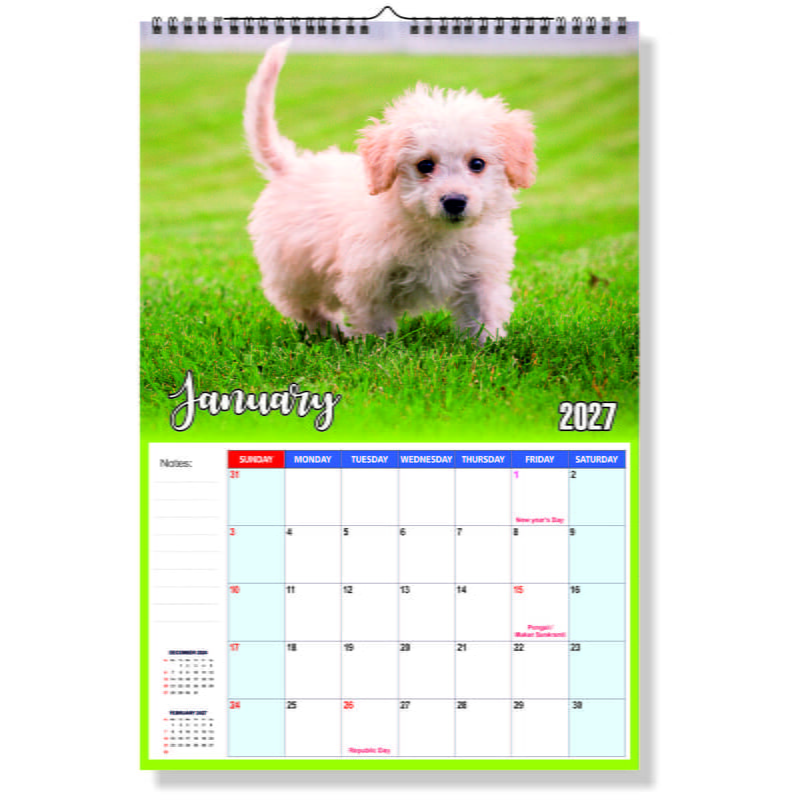 2027 Cute Dogs Wall Calendar