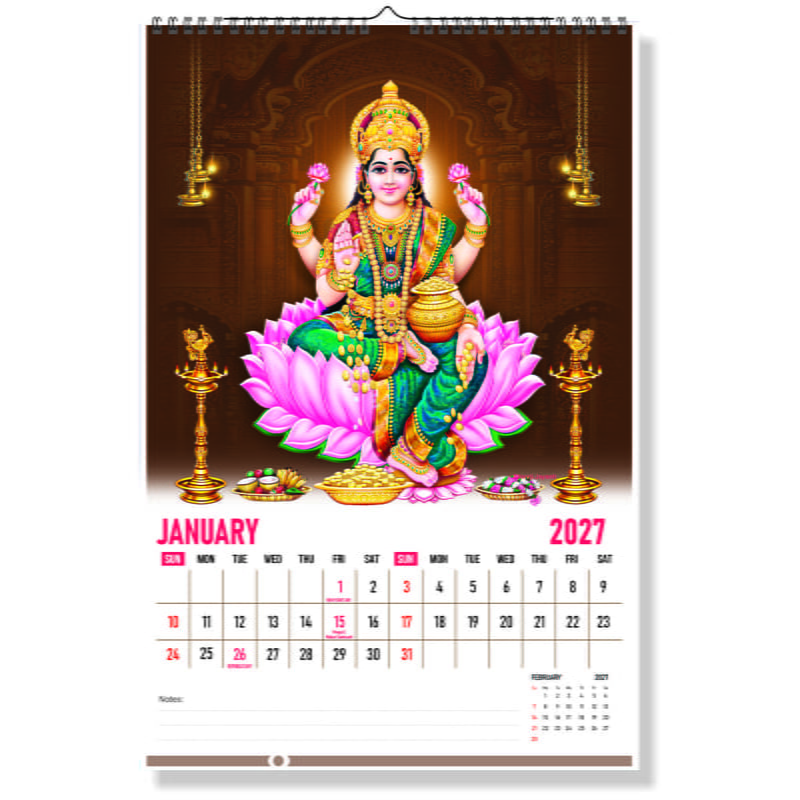 2026 Goddess Lakshmi Wall Calendar