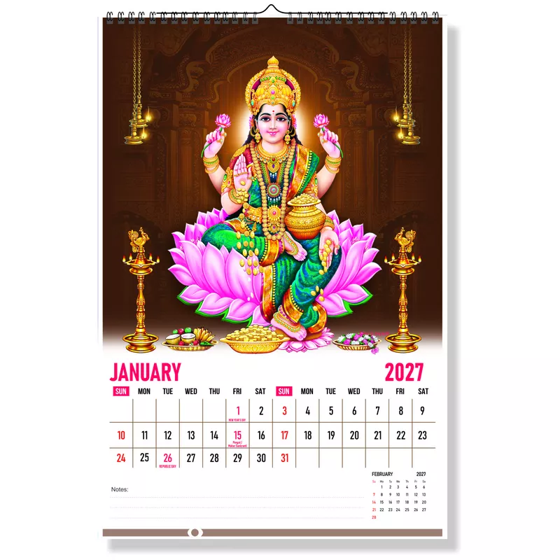 2026 Goddess Lakshmi Wall Calendar