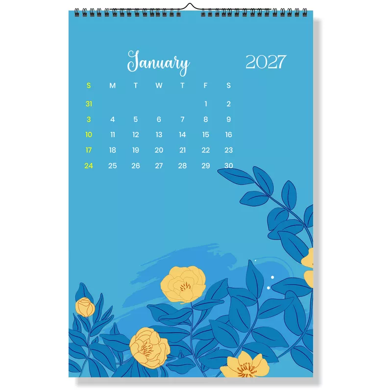 2027 Flower Pattern Table Calendar