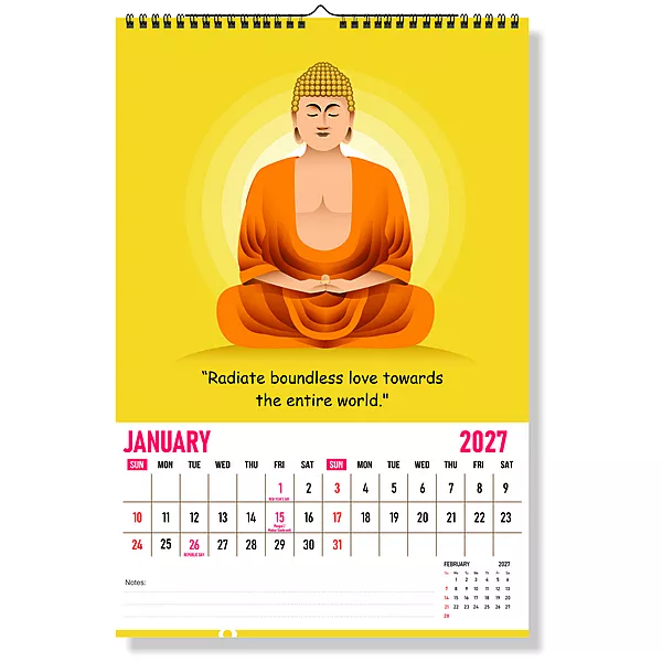2027 Buddha Inspirational Wall Calendar