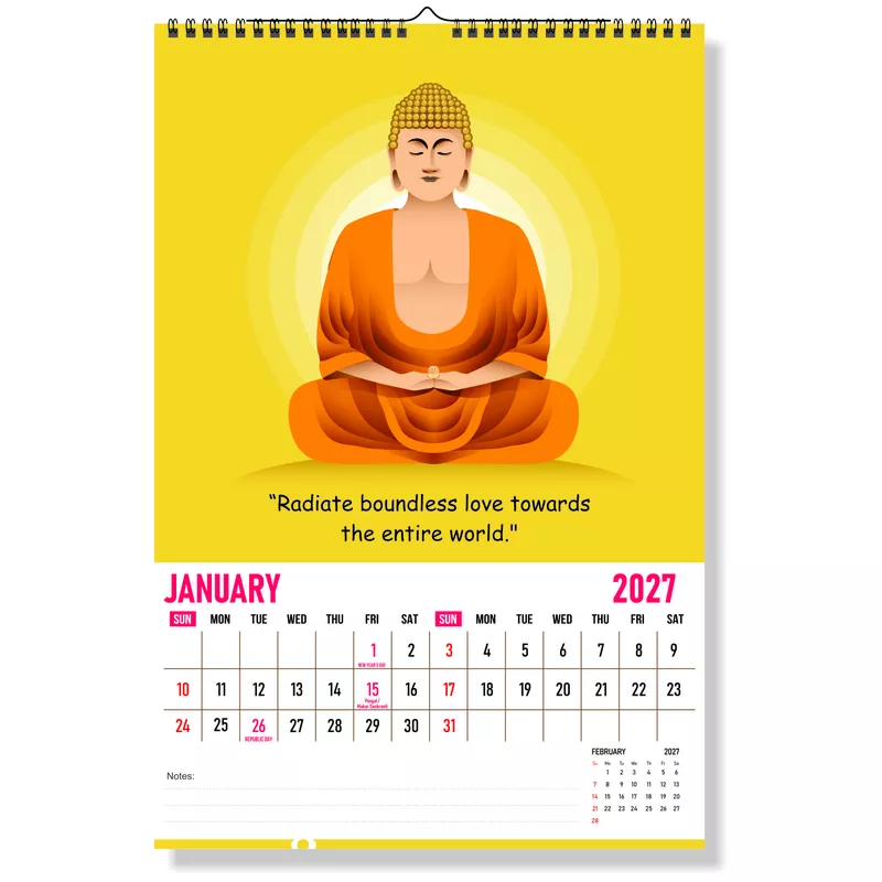 2027 Buddha Inspirational Wall Calendar