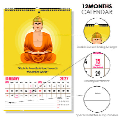 2026 Buddha Inspirational Wall Calendar