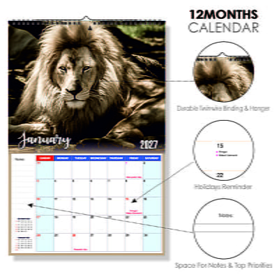 2026 Wildlife Animals Wall Calendar