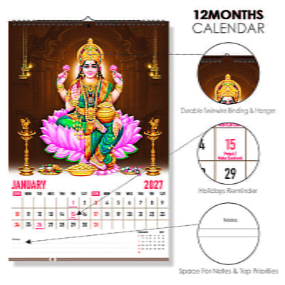 2026 Goddess Lakshmi Wall Calendar