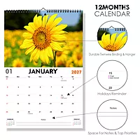 2027 SunFlower Wall Calendar