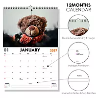 2027 Teddy Wall Calendar