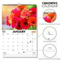 2027 Flowers Wall Calendar