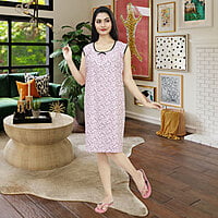 D-25 Cotton Sleeveless Short Nighty Free Size