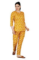 Mustard Cotton Booti Print Top Pyjama Set Parijaths Mustard Cotton Booti Print Top Pyjama Set Parijaths