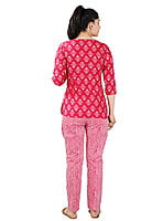 Parijath's Cotton Night Suit Floral Pyjama Set Floral Red Parijath's Cotton Night Suit Floral Pyjama Set Floral Red
