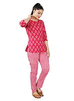 Red Cotton Booti Print Top Pyjama Set Parijaths Red Cotton Booti Print Top Pyjama Set Parijaths