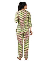Parijath's Cotton Night Suit Floral Pyjama Set Mehendi Parijath's Cotton Night Suit Floral Pyjama Set Mehendi