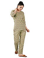 Mehendi Cotton Booti Print Top Pyjama Set Parijaths Mehendi Cotton Booti Print Top Pyjama Set Parijaths