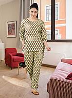 Parijaths Cotton Night Suit Floral Pyjama Set Mehendi Parijaths Cotton Night Suit Floral Pyjama Set Mehendi