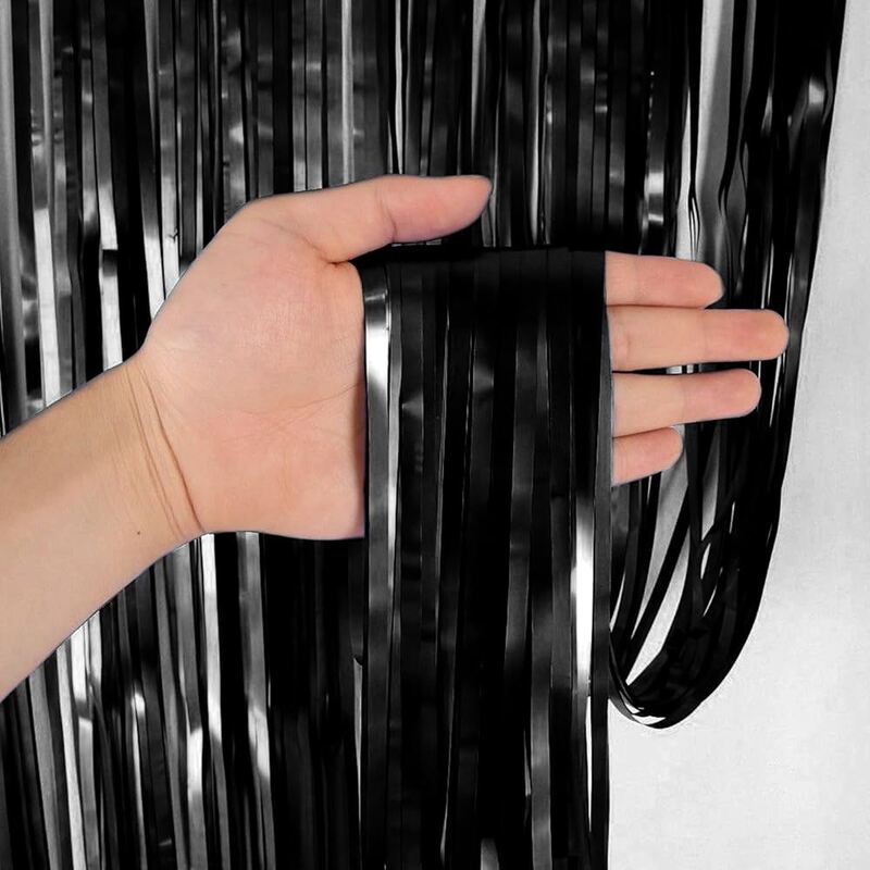 Party Foil Curtain Black | (3x6 Feet)