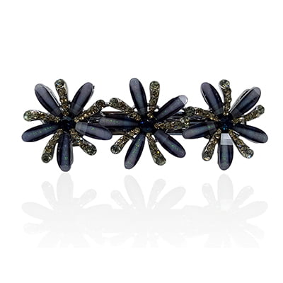 Dark Blue Line Crystal French Barrette