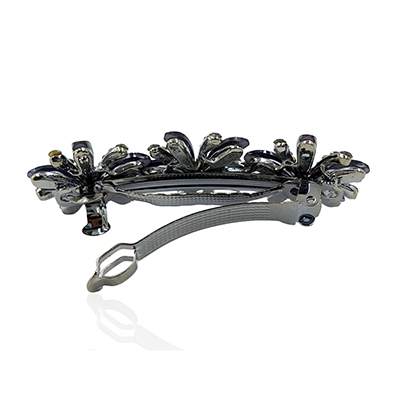 Dark Blue Line Crystal French Barrette