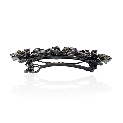 Dark Blue Line Crystal French Barrette
