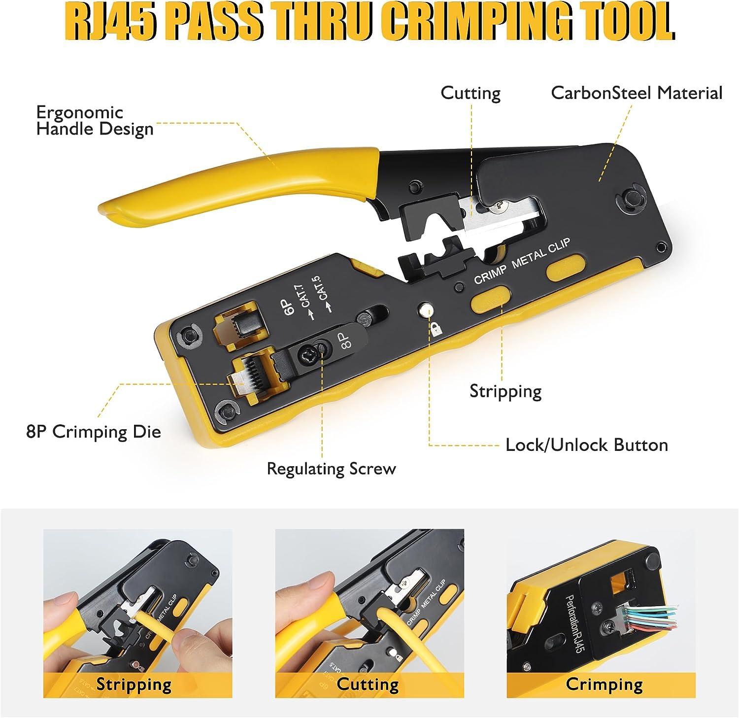 Passthrough Crimping Tool | Cat5/ Cat7 Passthrough Crimping Tool | Cat5/ Cat7