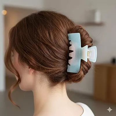 Pastel Blue & Pink Swirl Claw Clip | Large Glitter Hair Clip for Thick Hair