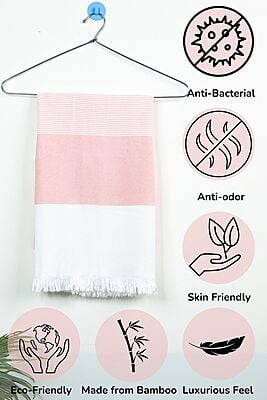 Bamboo Ultra Soft & Thin Turkish Towel- Quick Dry, Super Absorbent, Anti Bacterial, Ideal for Bath,Travel,Gym,Beach,Pool & Yoga (peach melba)