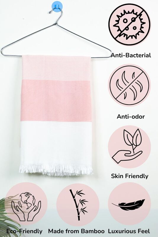 Bamboo Ultra Soft & Thin Turkish Towel- Quick Dry, Super Absorbent, Anti Bacterial, Ideal for Bath,Travel,Gym,Beach,Pool & Yoga (peach melba)