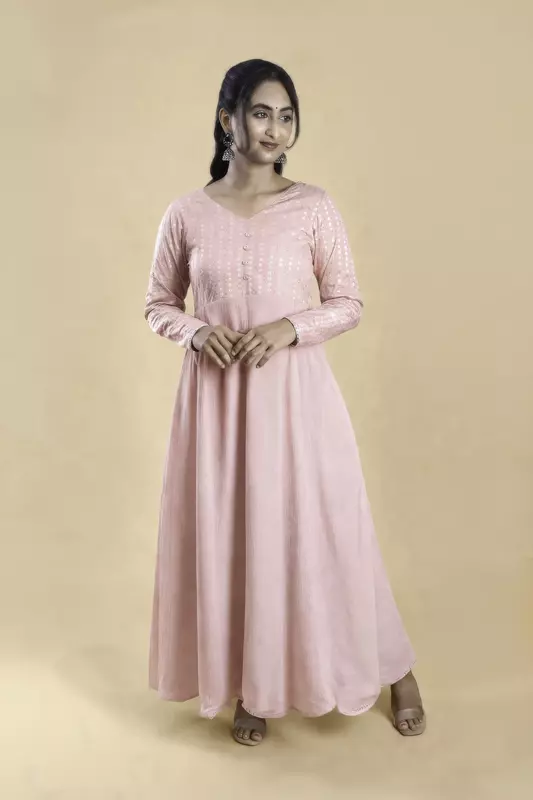Women's Anarkali Ethnic Dress - Peach