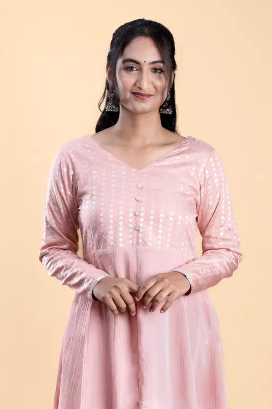 Women's Anarkali Ethnic Dress - Peach