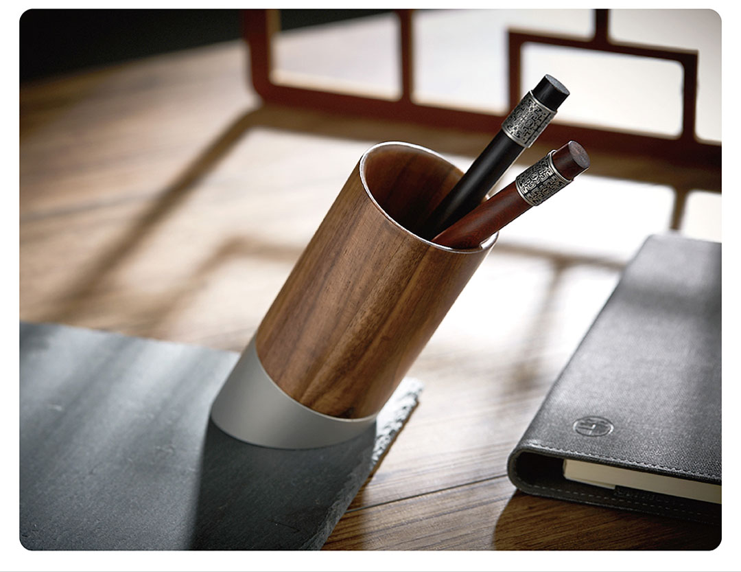 Pen Steel Wood Inclined Pen Holder Walnut Wood