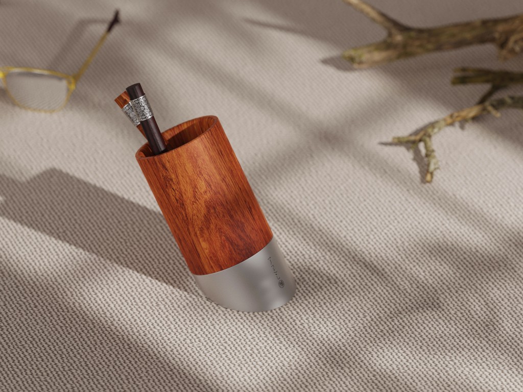 Pen Steel Wood Inclined Pen Holder Walnut Wood