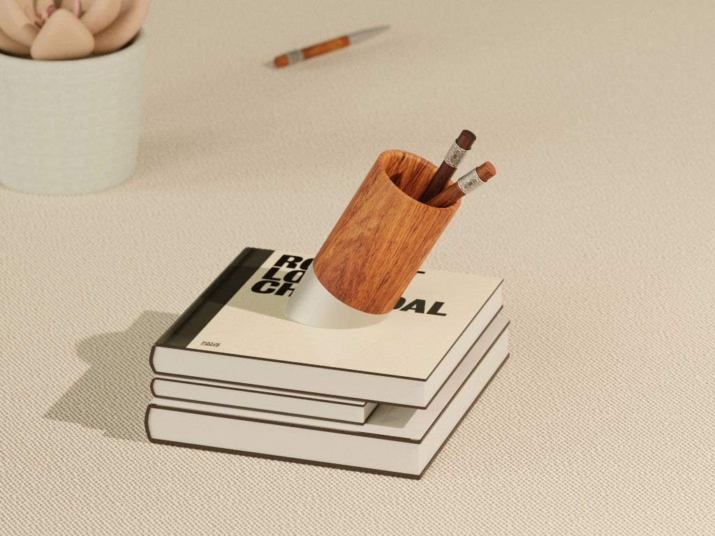 Pen Steel Wood Inclined Pen Holder Walnut Wood