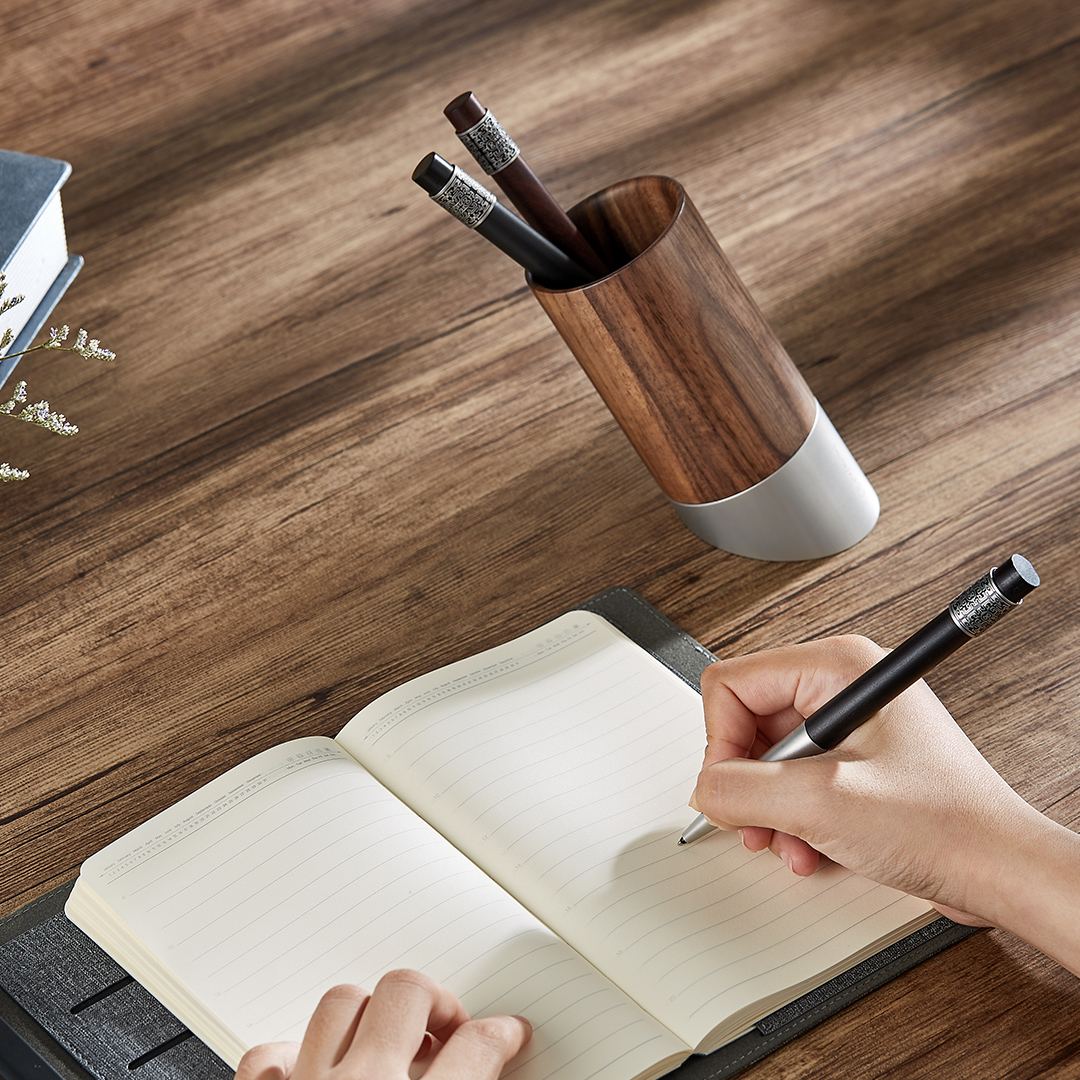 Pen Steel Wood Inclined Pen Holder Walnut Wood