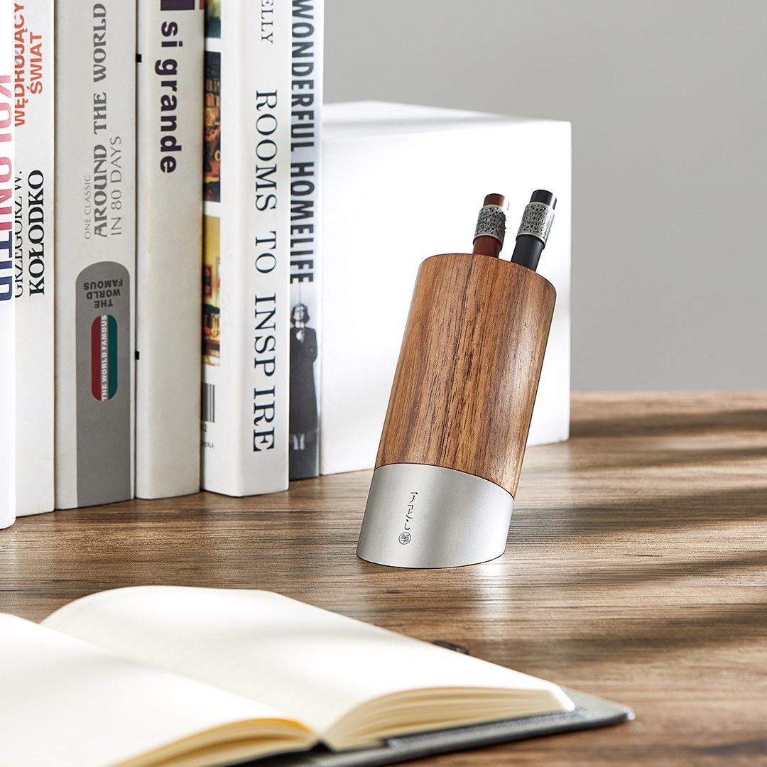 Pen Steel Wood Inclined Pen Holder Walnut Wood