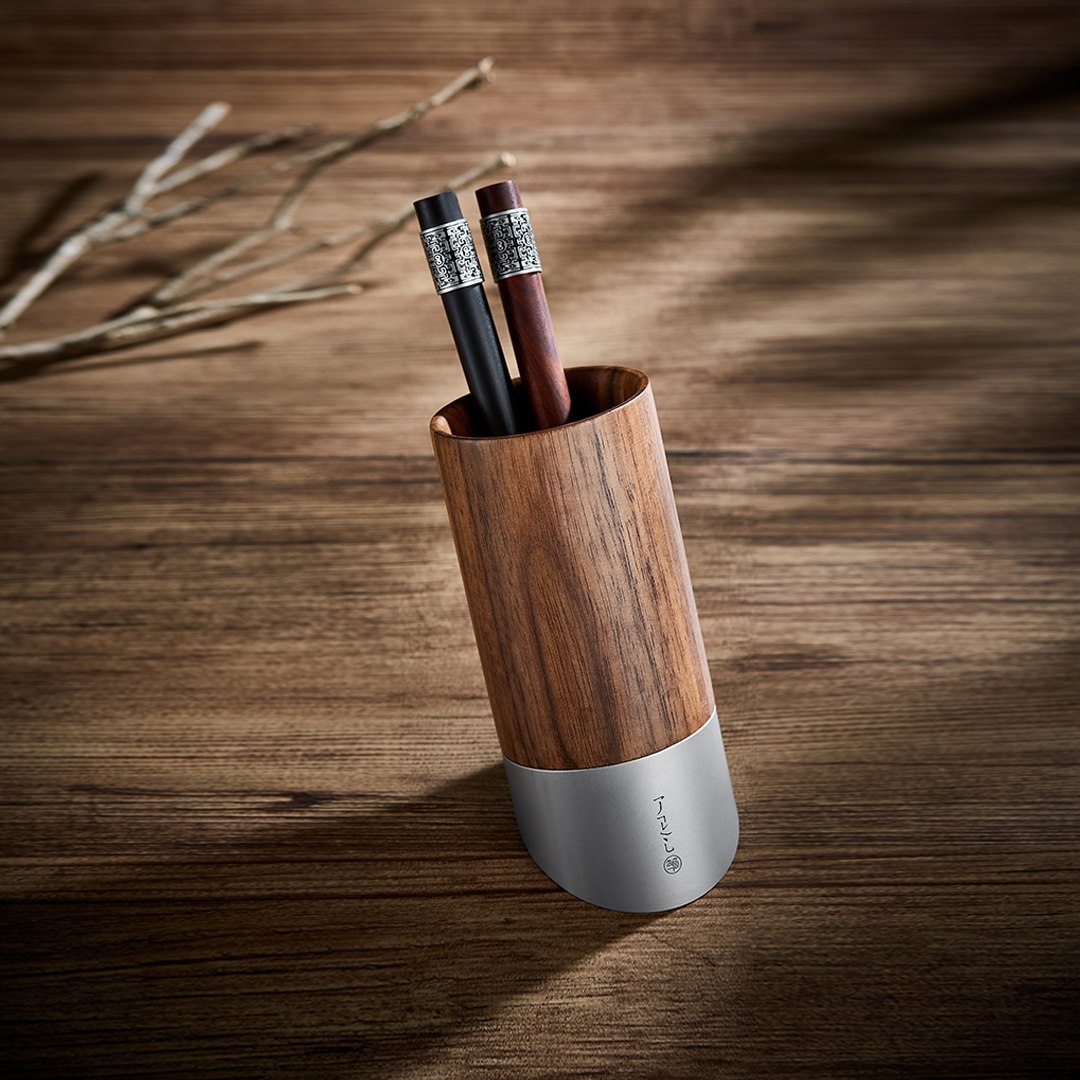 Pen Steel Wood Inclined Pen Holder Walnut Wood