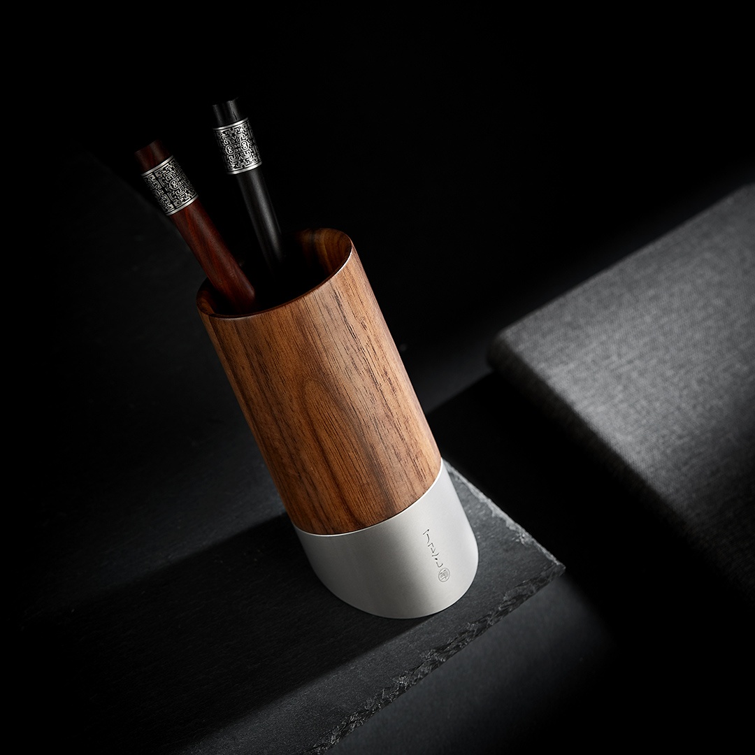Pen Steel Wood Inclined Pen Holder Walnut Wood