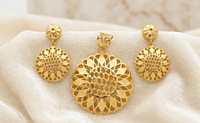 18 kt Gold Helianthus Gold Filigree Pendant Set