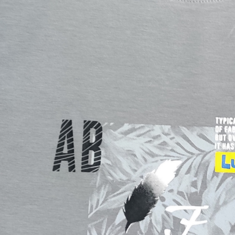 Pewter Gray Printed Round Neck Tshirt