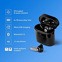 Philips Audio TWS TAT3225 True Wireless Earbuds | 24 Hr Playtime, IPX4, Bluetooth 5.2, Voice Assistant - Black Philips Audio TWS TAT3225 True Wireless Earbuds | 24 Hr Playtime, IPX4, Bluetooth 5.2, Voice Assistant - Black