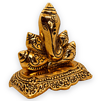 Shankh Ganesha Plate Gold Colour Shankh Ganesha Plate Gold Colour