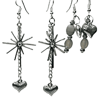 Set of 2 earrings in silver color theme and silver charms with beautiful beads || drop and dangle design || for office , parties and home
