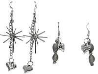 Set of 2 earrings in silver color theme and silver charms with beautiful beads || drop and dangle design || for office , parties and home